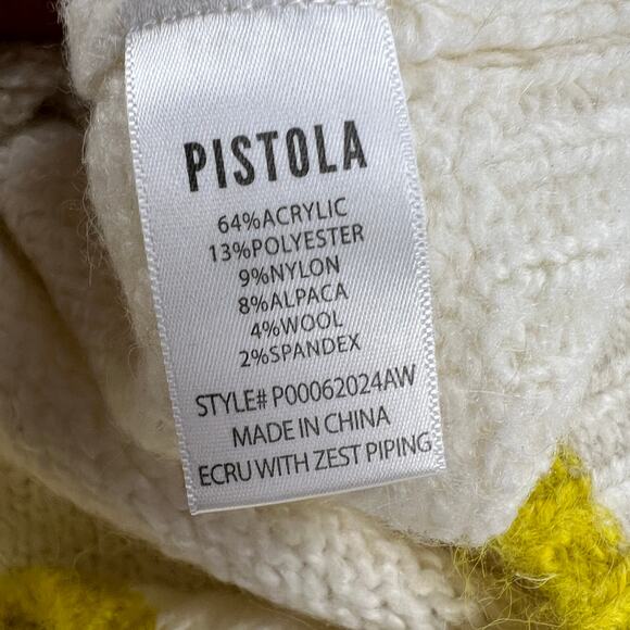 Pistola Kiran V-Neck Sweater Vest Ecru/Zest Cream/Citron Yellow Boxy Fit Size L - Picture 6 of 11